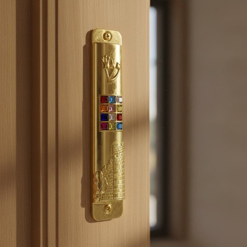 Mezuzah hülle bunte steinchen - mezuzah-hülle,