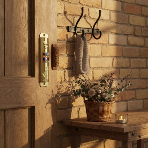 Metall mezuzah backsteinmuster - metall-mezuzah,